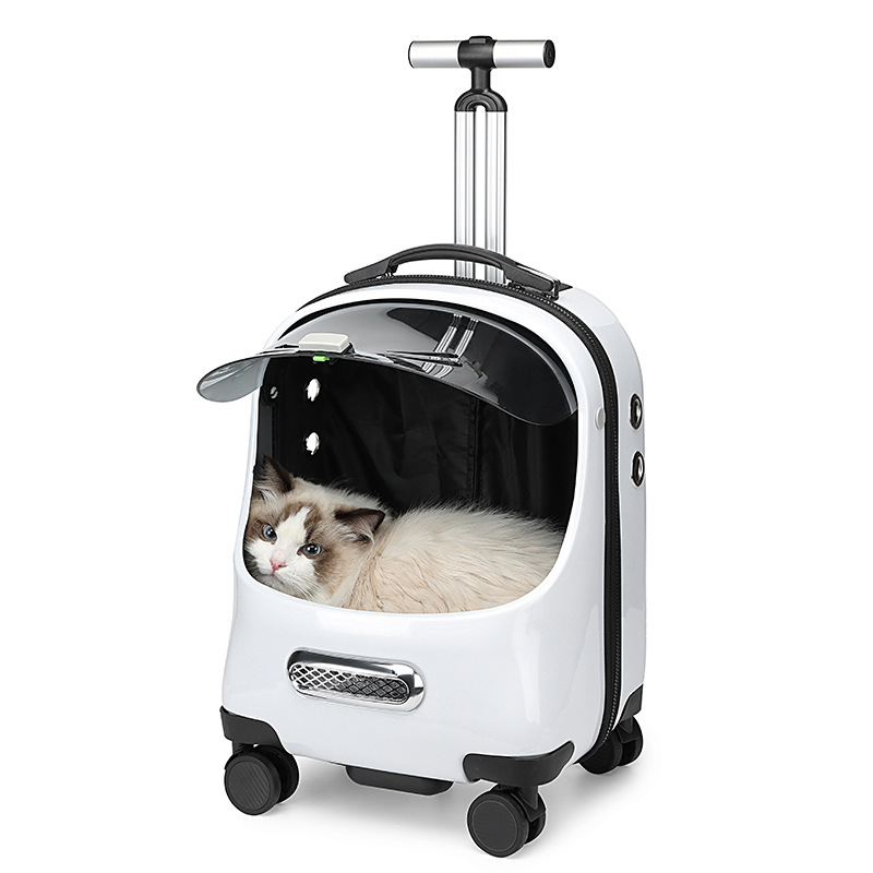 Pet cat bag space cabin cat backpack is transparent out of breathable and portable portable bag pull rod backpacks