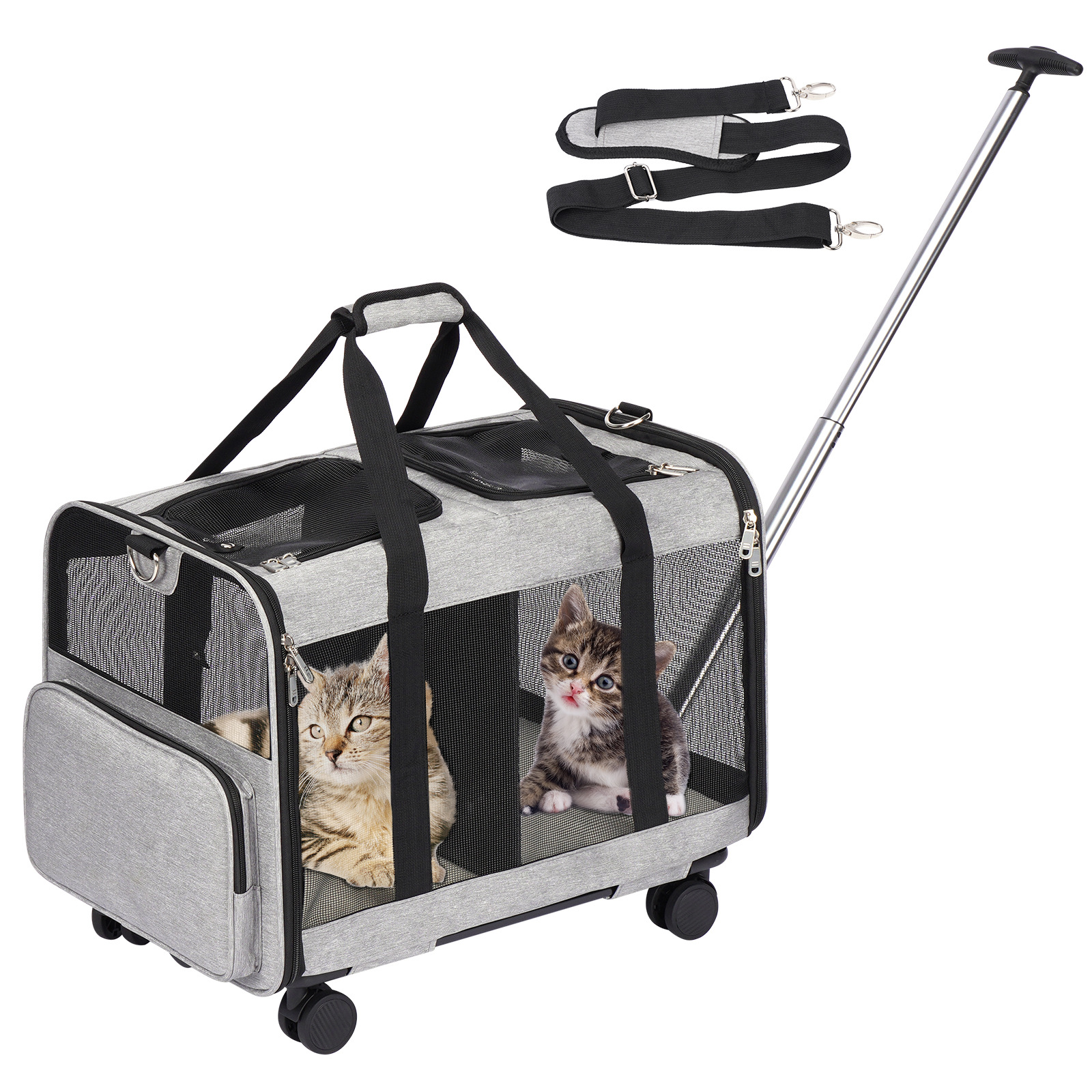 Multifunctional pet lever box double -layer pet bags out of the portable cat bag can be removed and breathable dog bag