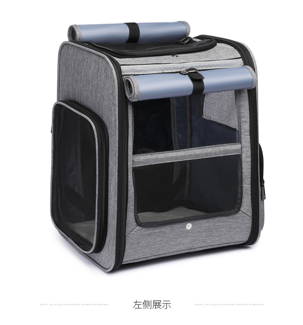 Pet travel backpack backpack backpacks can be folded on all sides of breathable and transparent rolling curtain
