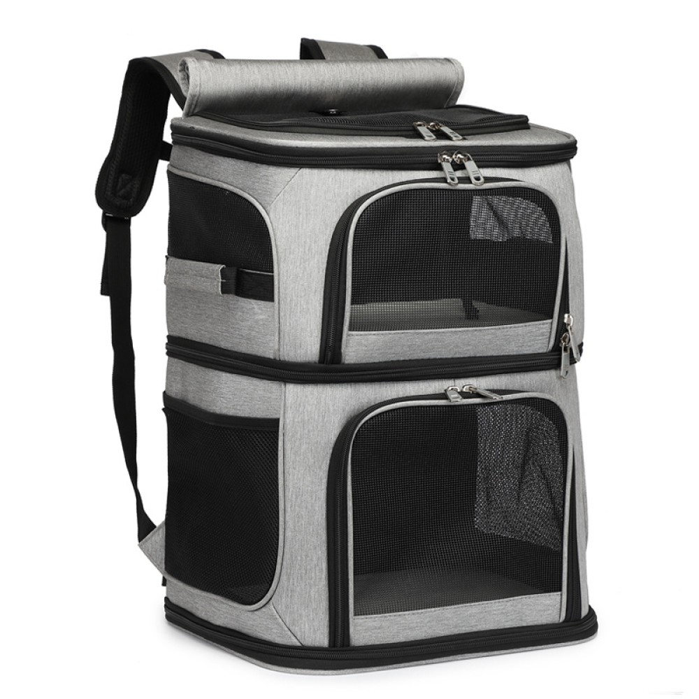 Double -layer large capacity can fold the breathable backpack two layers of portable cat bag dog bag